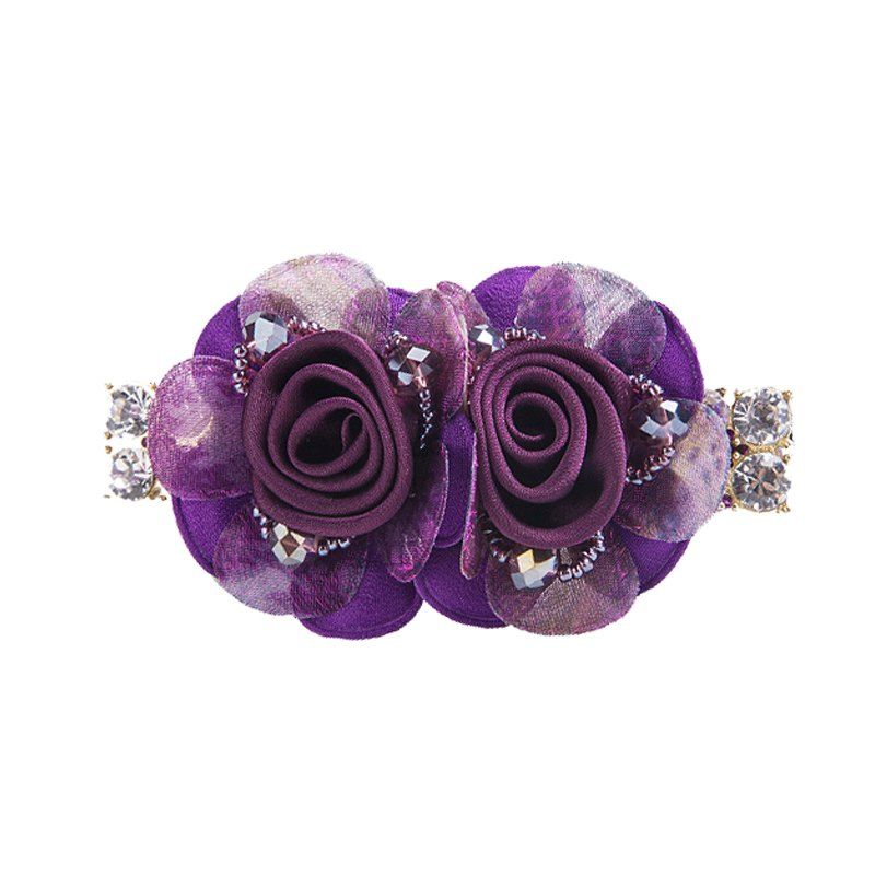 

New Stainless Imitated Crystal Flower Spring Clip Nice and Grace, Purple