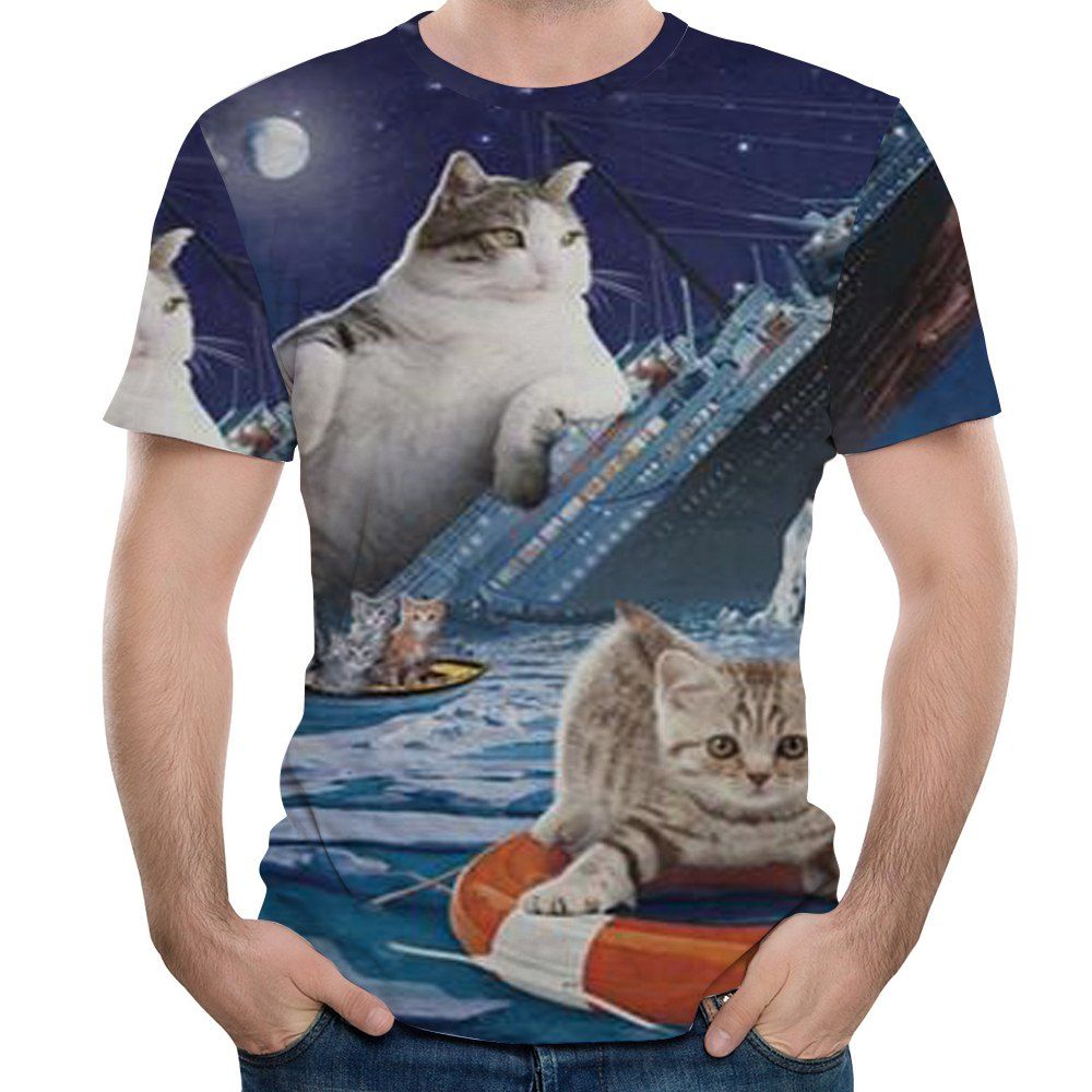 

New Fashion 3D Print Men's Round Neck Short-Sleeve T-Shirt, Denim dark blue