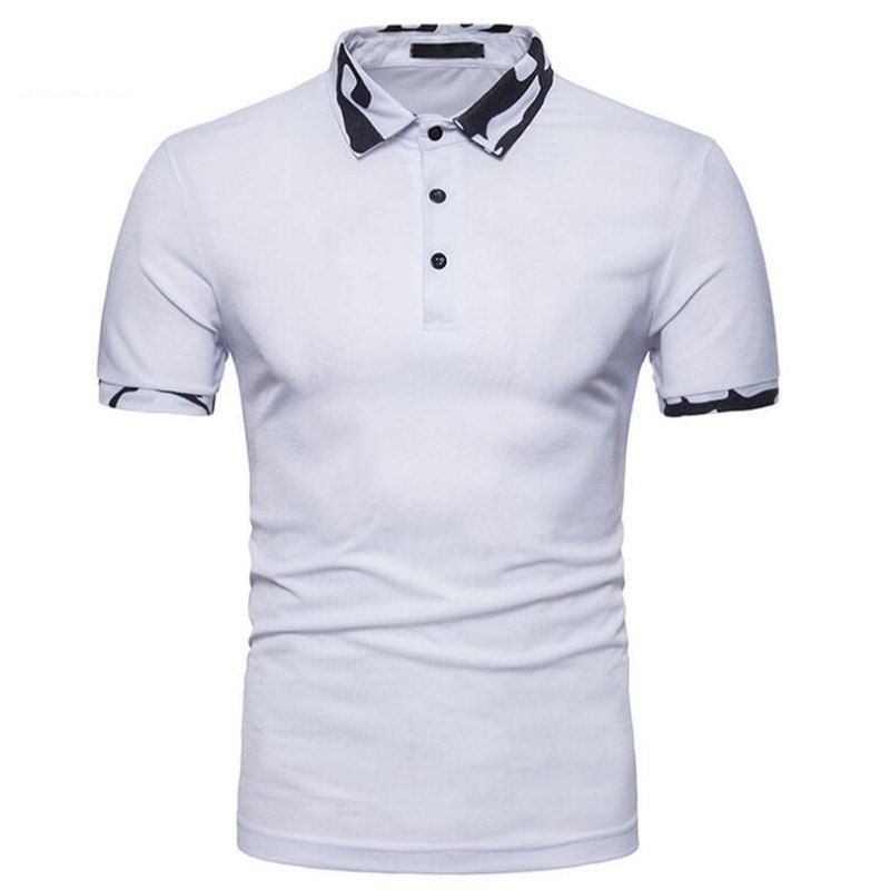 

Men Casual Cotton Short Sleeve Polo Shirt, White