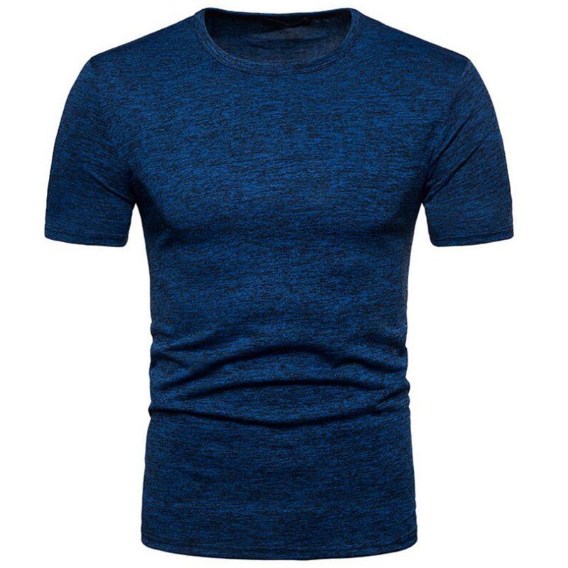 

Men's Casual Sport Elasticity Round Neck Short Sleeves T-shirt, Denim dark blue