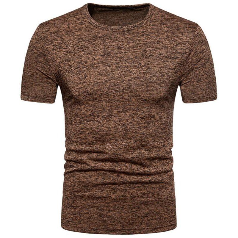

Men's Casual Sport Elasticity Round Neck Short Sleeves T-shirt, Coffee