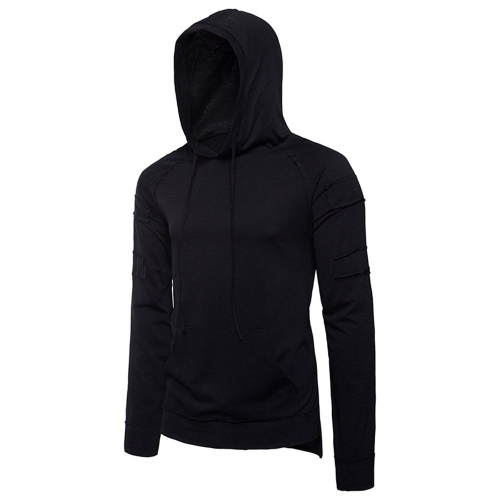 

Hip-Hop Style Solid Color Headwear Hooded Men's Long-Sleeved Hoodie, Black