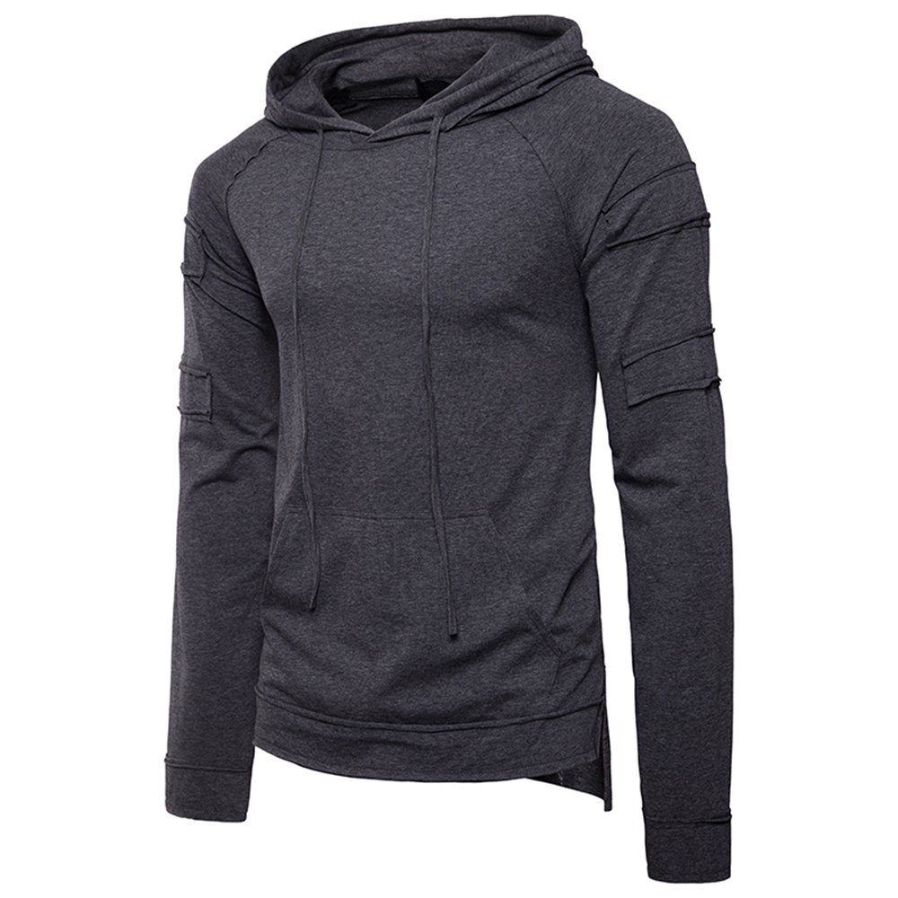 

Hip-Hop Style Solid Color Headwear Hooded Men's Long-Sleeved Hoodie, Dark gray