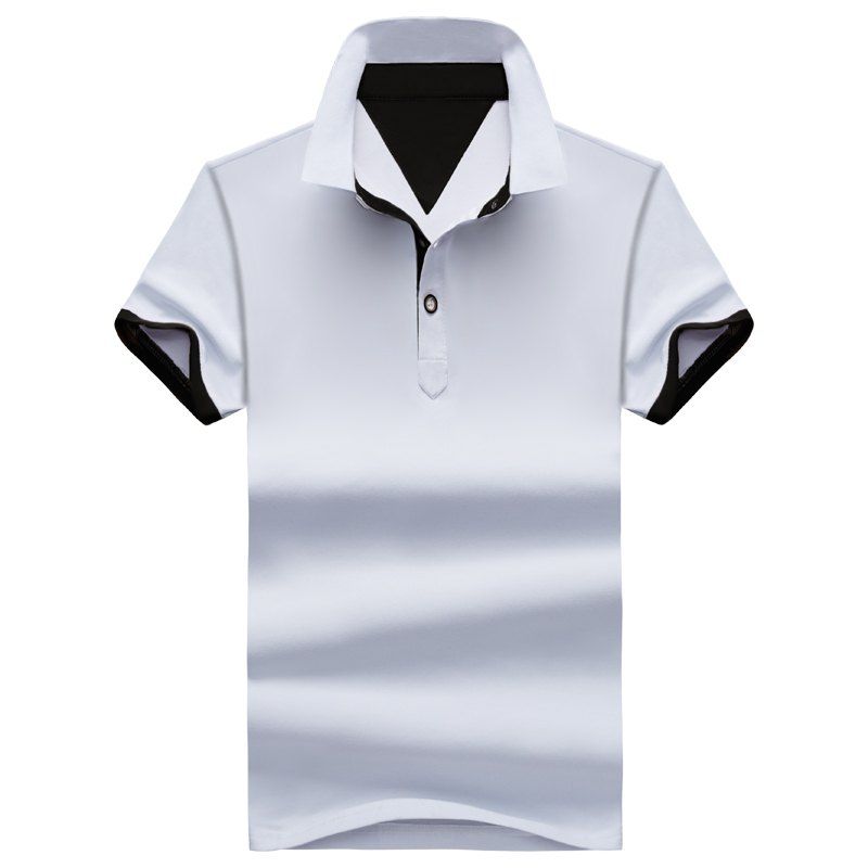 

Summer Pure Color Casual Men's Short-Sleeved Polo Shirts, White