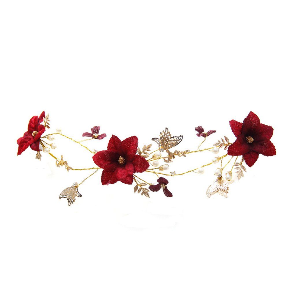 

New Style Flower Butterfly Head Decoration, Ruby red