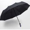 Parapluie d'épaississement automatique anti-vent de couleur pure de Black Glue - Noir 