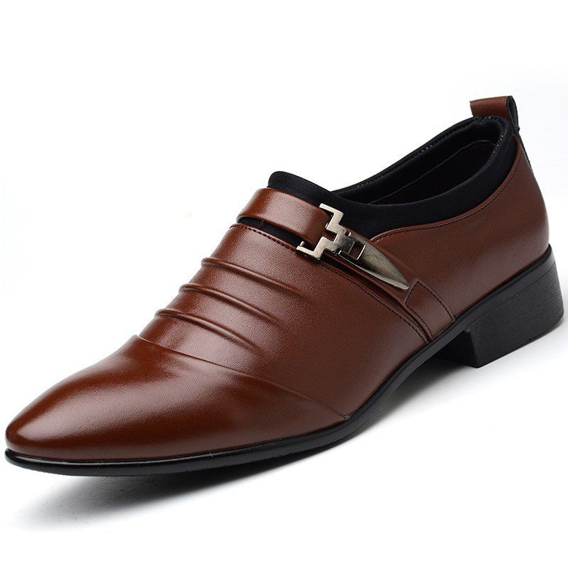 

Men New Trend for Fashion Outdoor Walking Black Leather Business Shoes, Deep brown