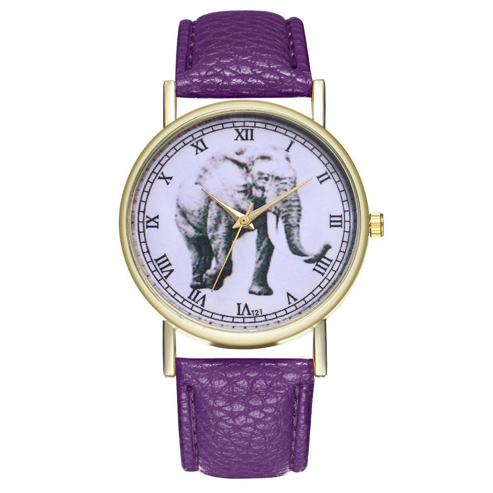 

ZhouLianFa T21 Fashion Gray Elephant Pattern Belt Quartz Watch, Violet