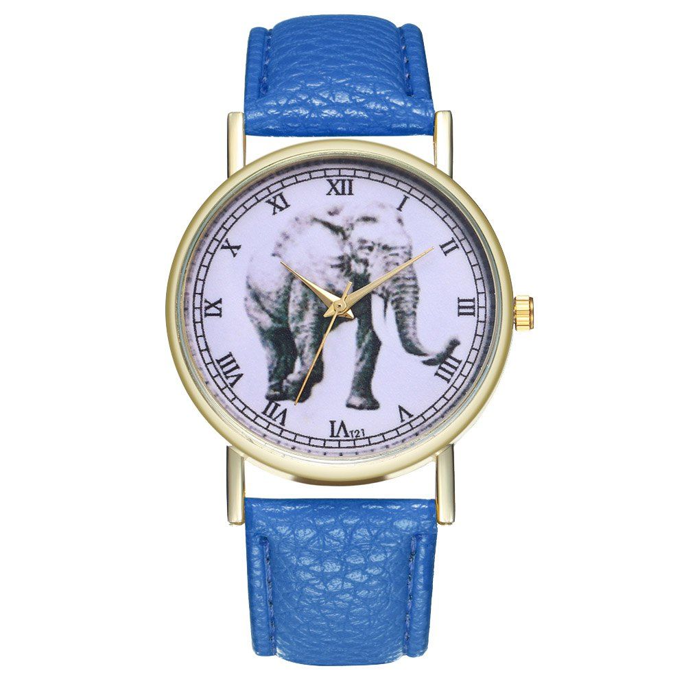 

ZhouLianFa T21 Fashion Gray Elephant Pattern Belt Quartz Watch, Royal blue