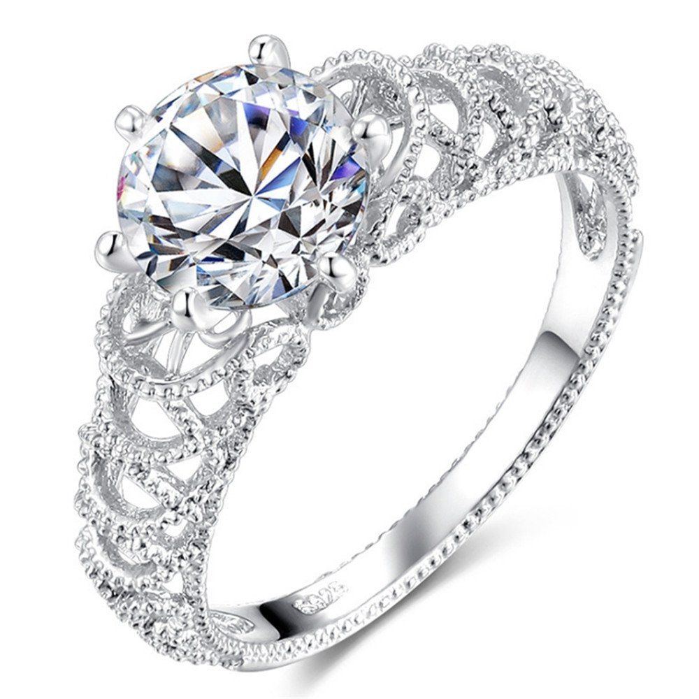 

Micro Insert Diamond Six Claw Custom Wedding Ring, White