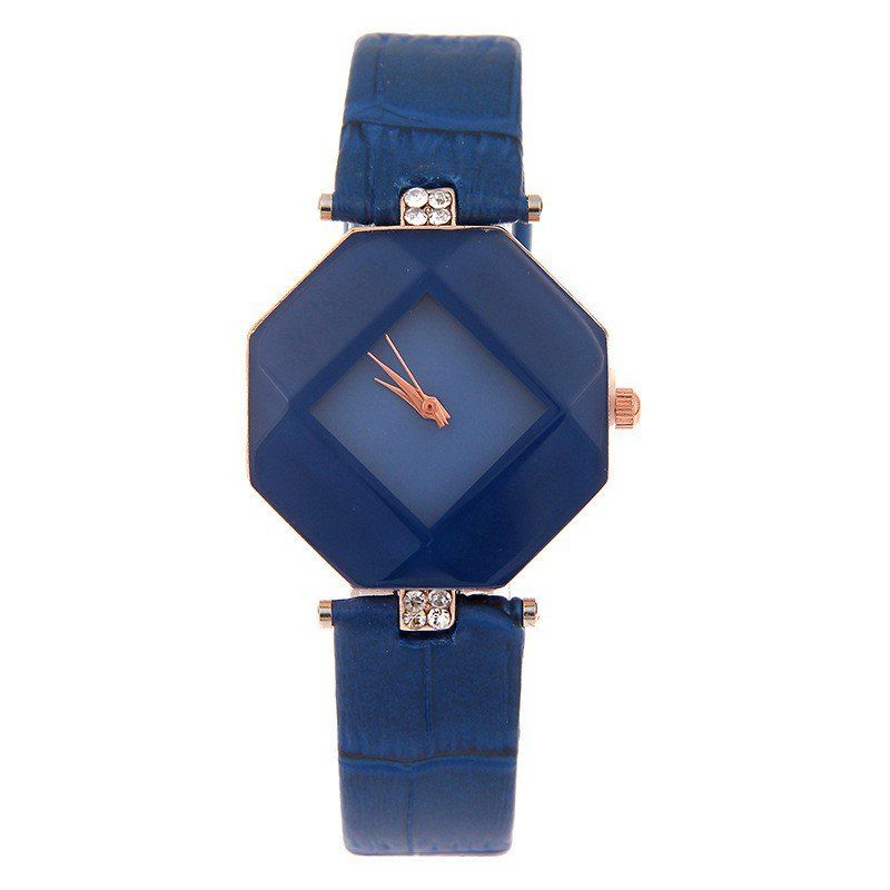 

v5 Women Exquisite Artificial Crystal Leather Quartz Watch, Denim dark blue