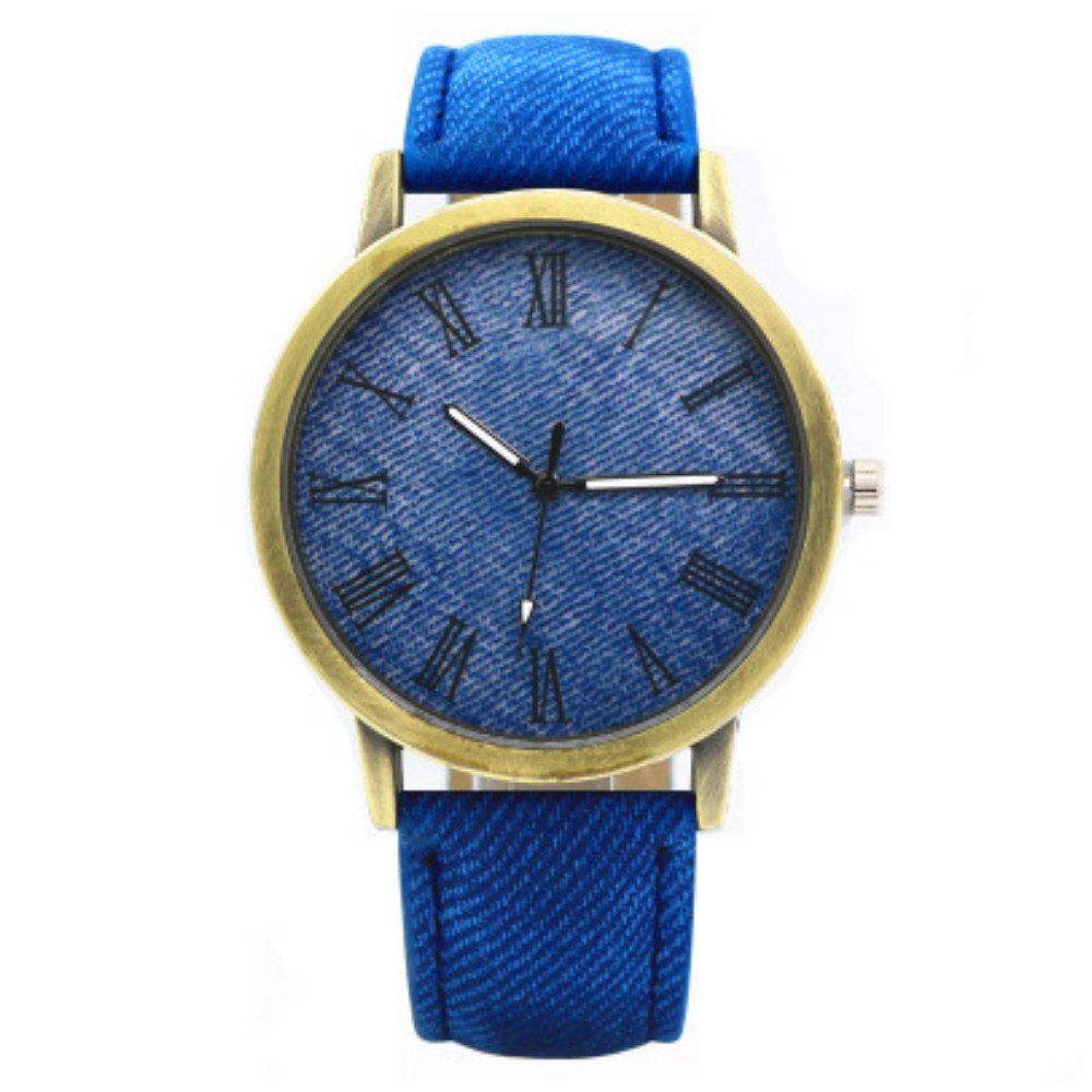 

V5 Fashionable Men Leisure Vintage Canvas Band Quartz Watch, Sapphire blue