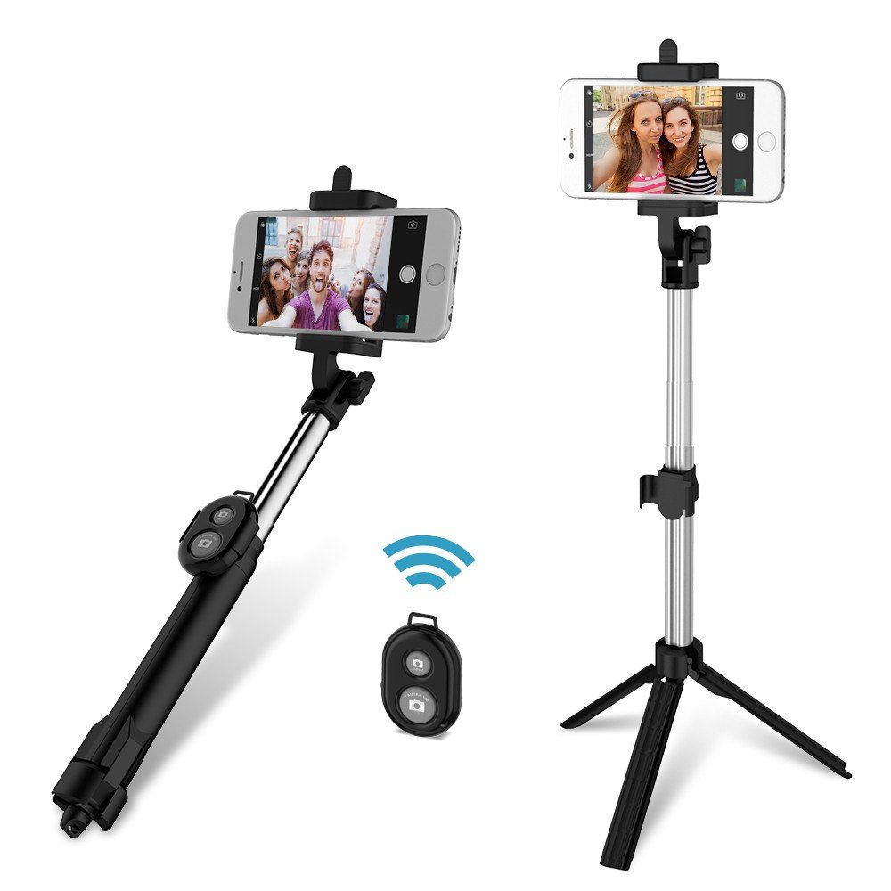 

3 in 1 Bluetooth Selfie Stick Tripod Remote Handheld Monopod, Black