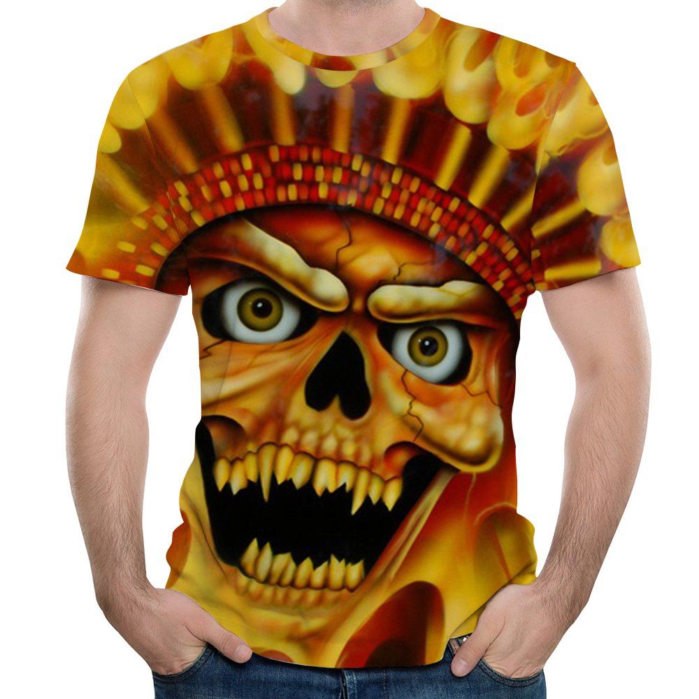 

2018 Male Summer 3D Print Short SleeveT-shirt, Orange