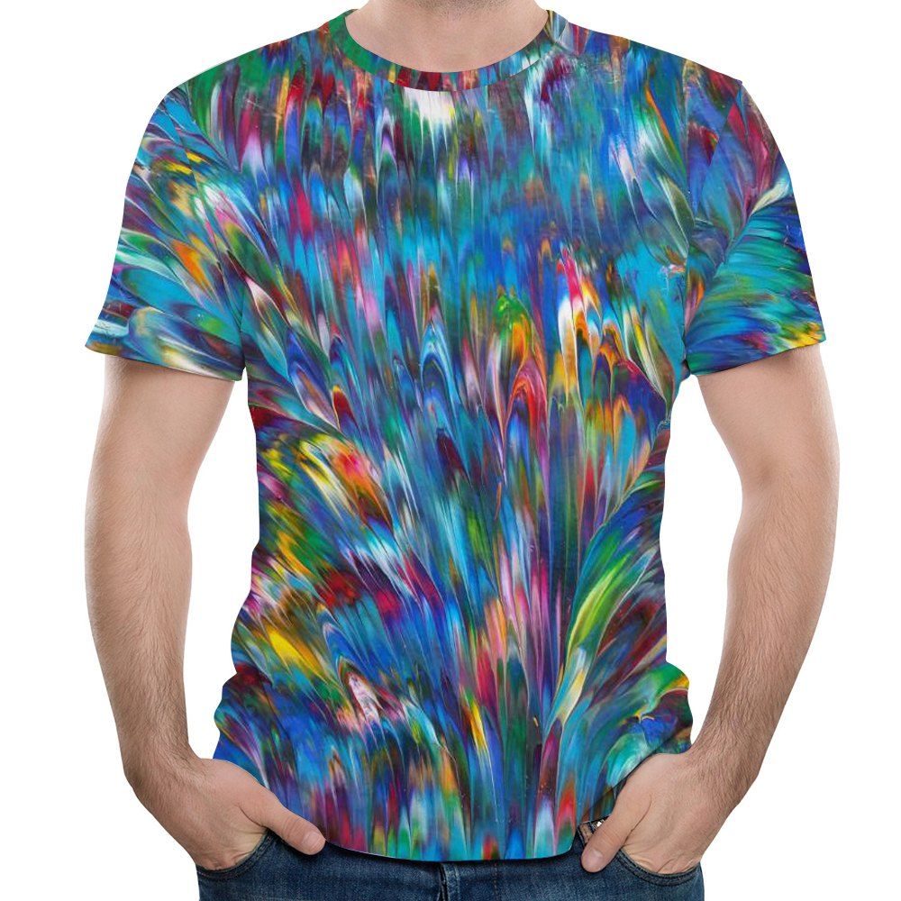

2018 Summer 3D Printed Short Sleeve T-Shirt, Multi-a