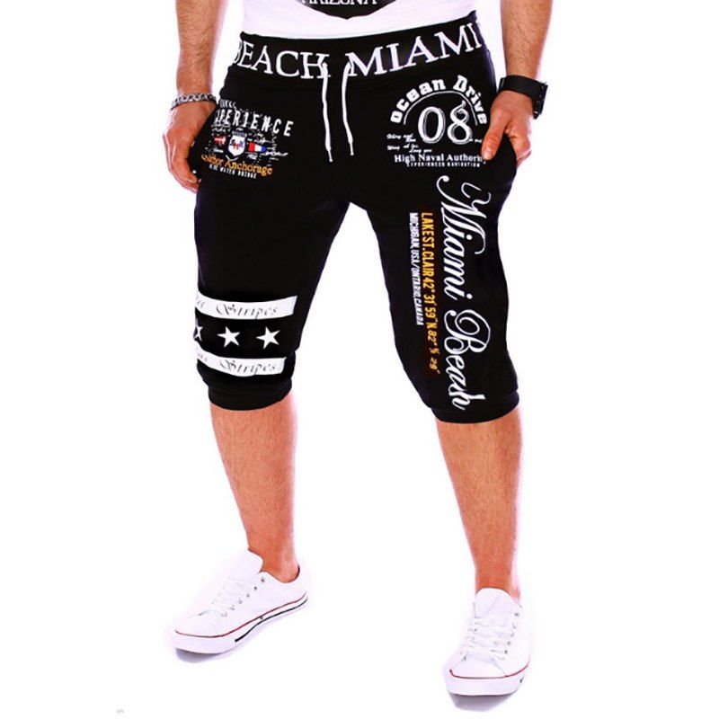 

New Men's Casual Fashion Digital Print Shorts, Black
