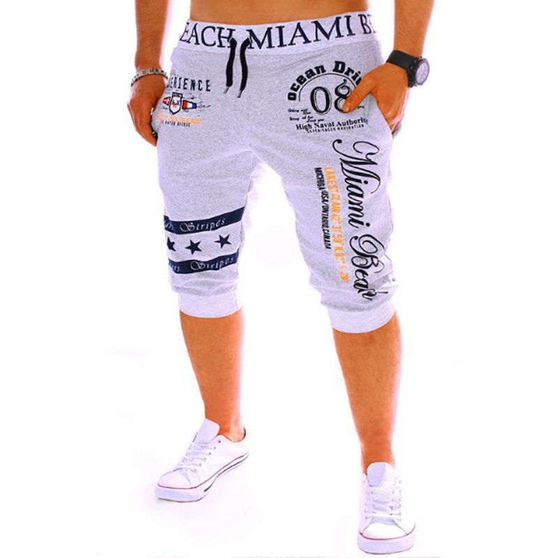 

New Men's Casual Fashion Digital Print Shorts, Gray