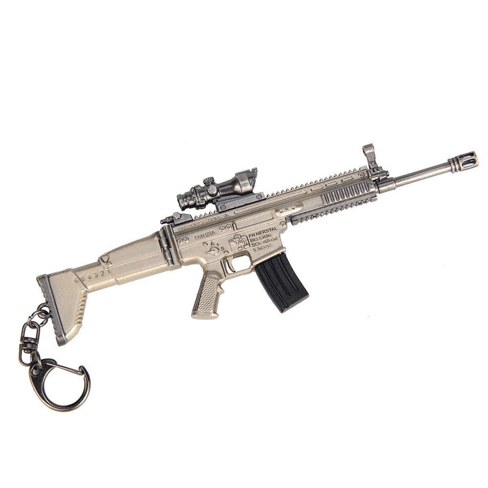 

16.5CM SCAR-L Assault Rifle Alloy Keychain Model Toy, Orange gold