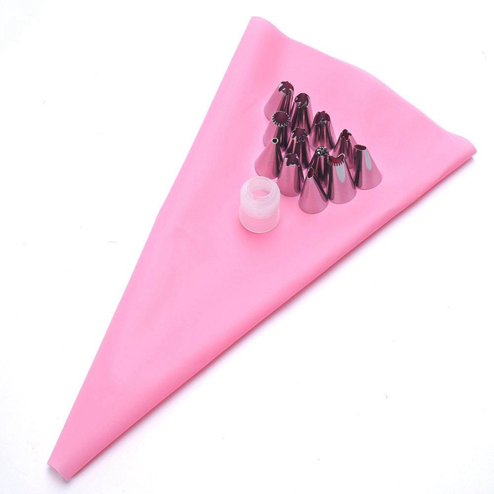 

14pcs Icing Piping Nozzle Cake Decorating Sugarcraft Pastry Tips Tool, Blossom pink