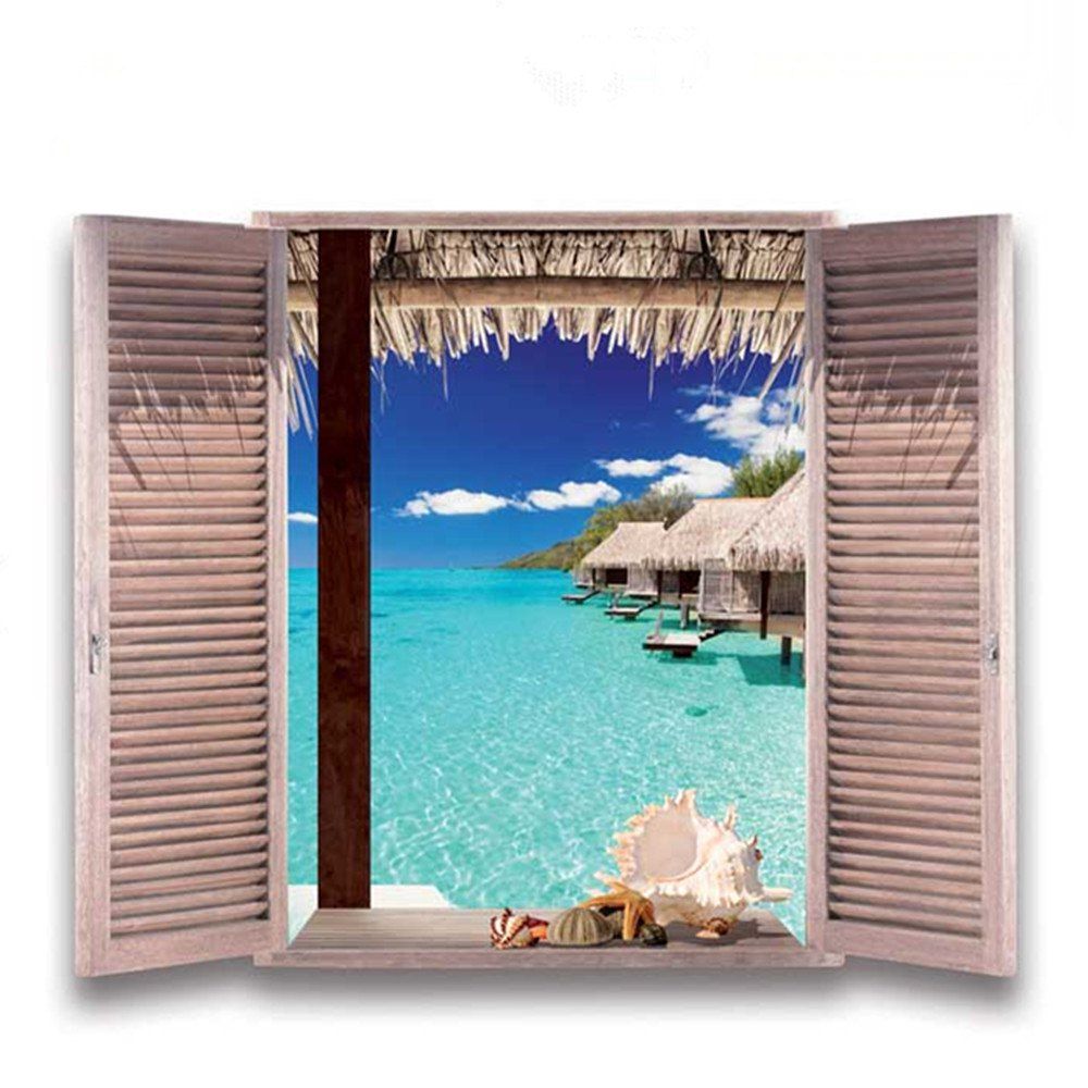

The Sun on The Beach 3D Three-Dimensional Wall Stickers New Creative Decoration, Multi