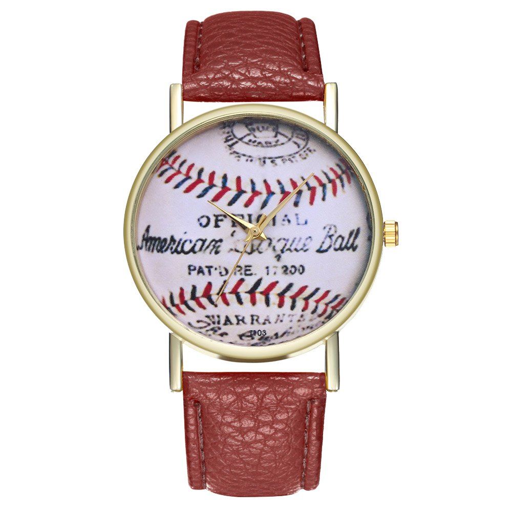 

ZhouLianFa T103 Fashion Alphabet Pattern Litchi Quartz Watch, Deep brown