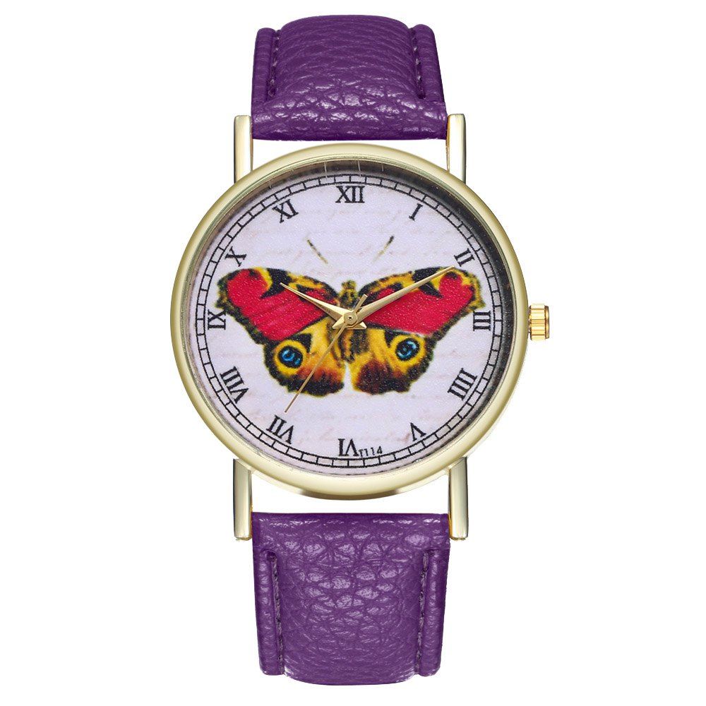 

ZhouLianFa T114 Fashion Butterfly Pattern Litchi Quartz Watch, Violet