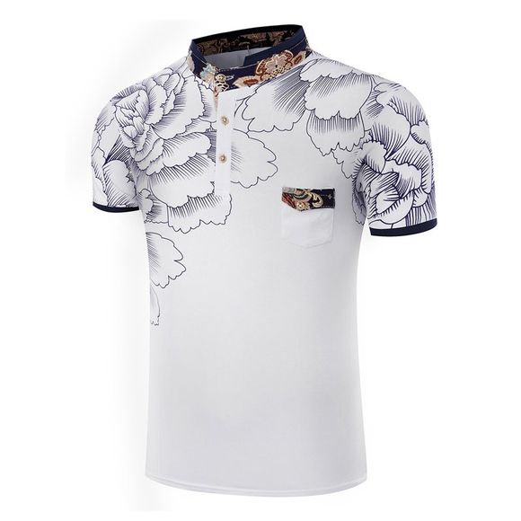 Personnalité de la mode estivale T-shirt Impression hommes chemise à manches courtes hommes - Blanc XL