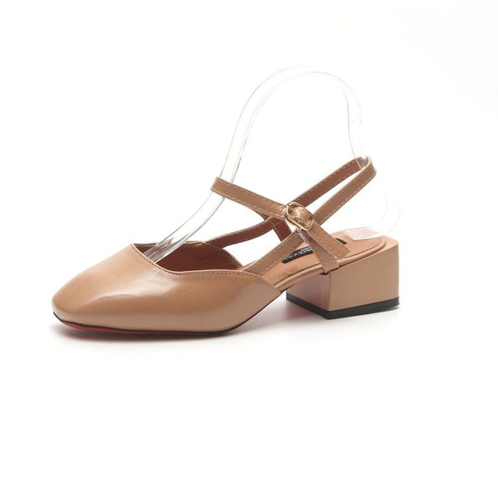 

Stripe Blocked Heel Pump Sandals, Caramel