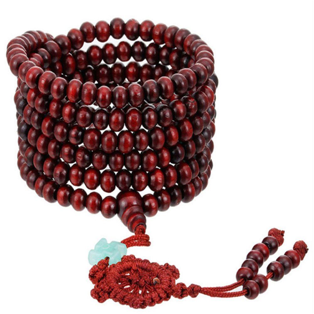 

Natural Sandalwood 216 Wooden Multilayer Beads Bracelet, Red wine