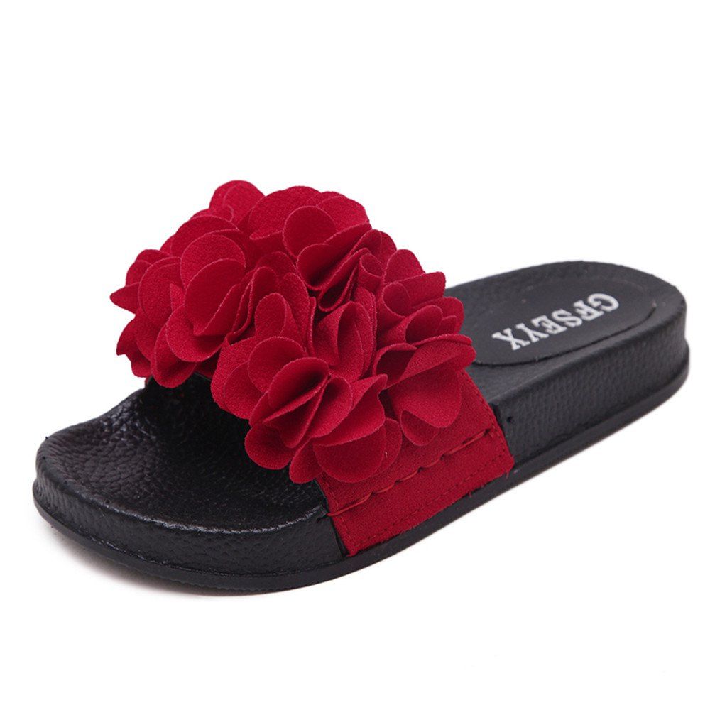 

Flat Flower Anti Skid Shoes, Red