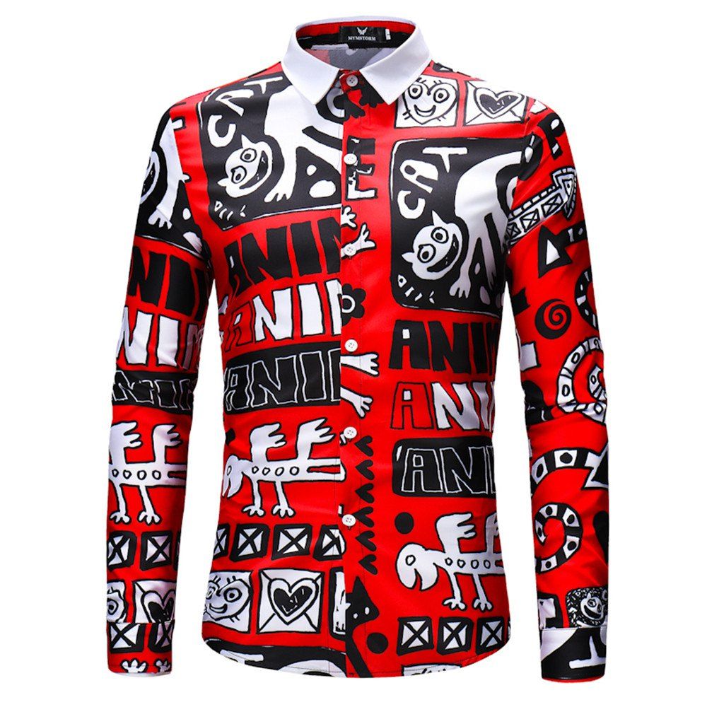 

New Letters and New Men's Long Sleeve Shirts, Red