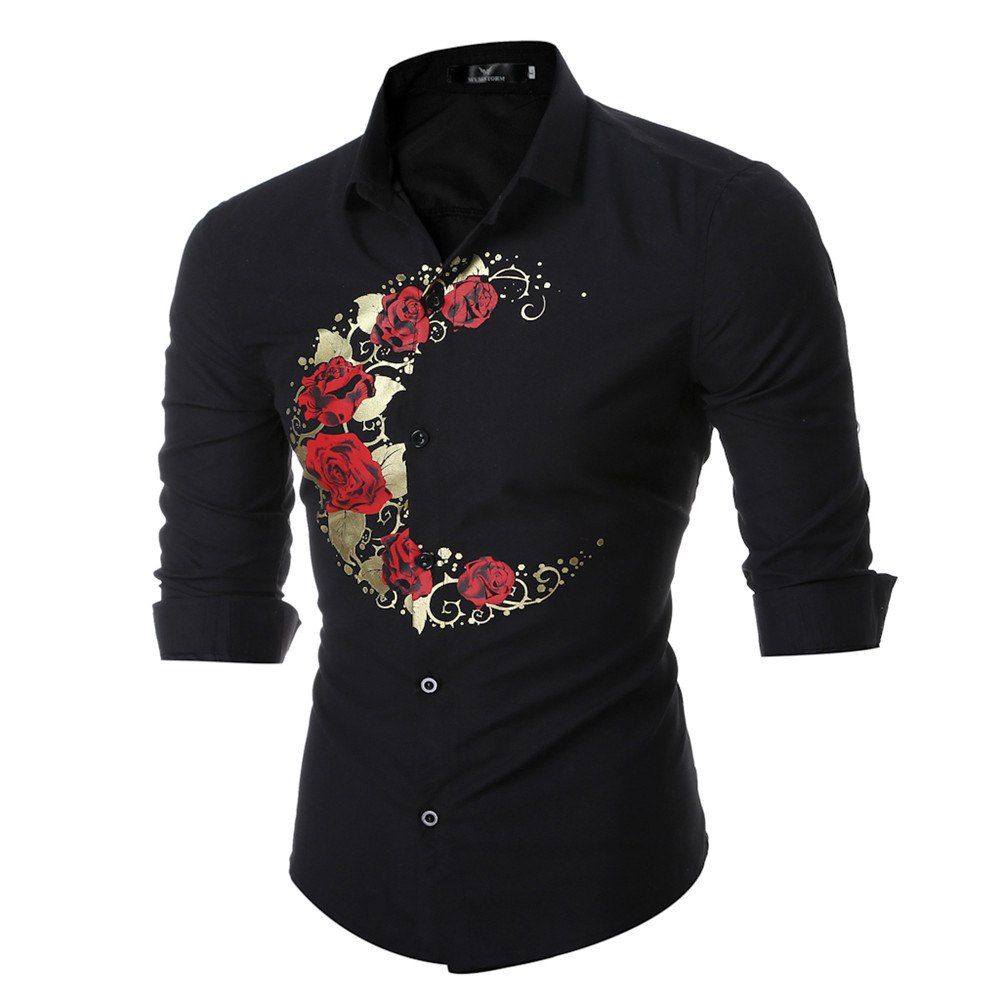 

New Style and New Man's Palm Print Shirt, Black