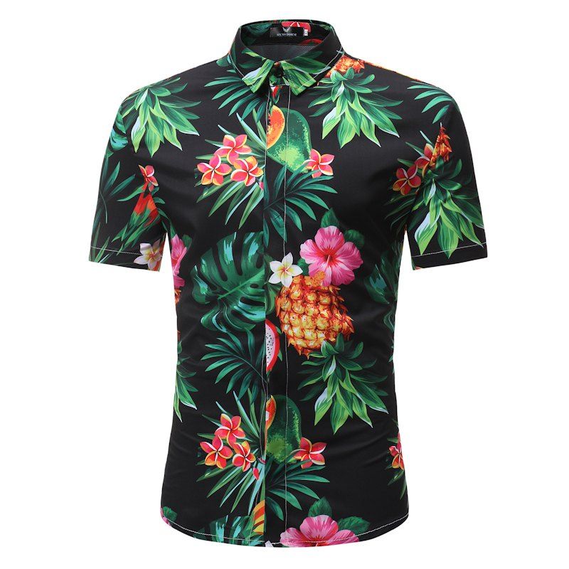 

New Men's Summer New Casual Short Floral Shirt, Multi-x