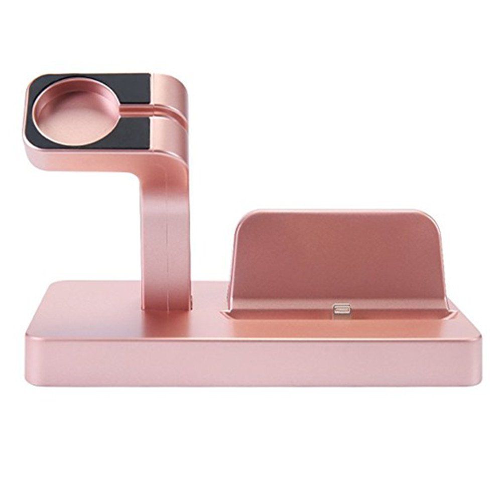 

2-in-1 Smart Watch Charging Holder for Apple Watch Smart iPhone, Rose gold