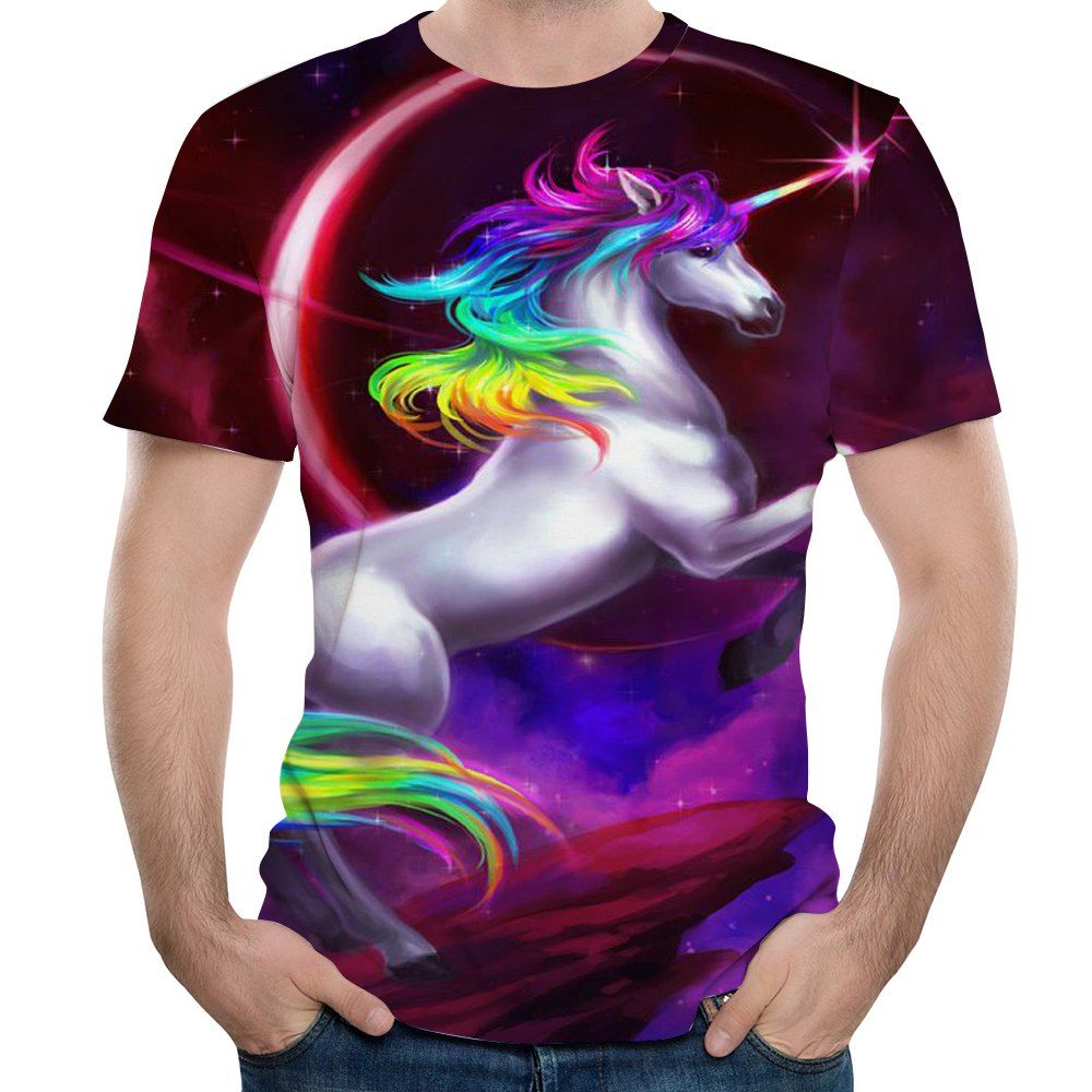 

2018 Summer Fashion 3D Printed Short-sleeve T-Shirt, Multi-a