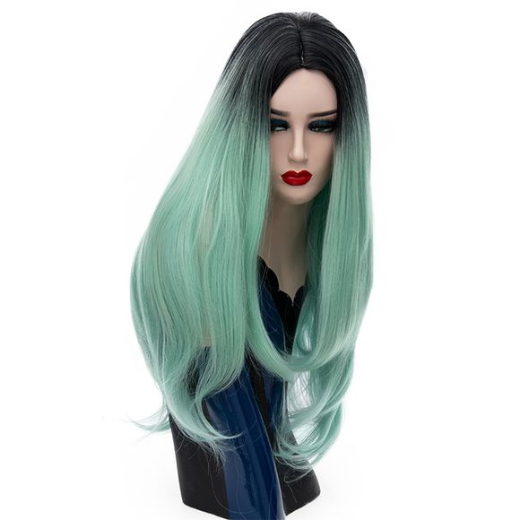Cheveux longs bouclés vert de perruque de Bob pour des femmes noir à vert résistant à la chaleur 29 pouces - Bleu Vert 