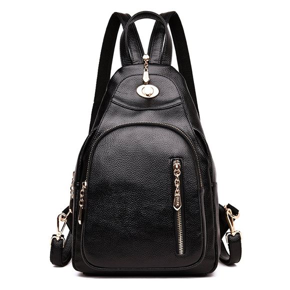 Lady's Bag avec un simple sac en cuir souple Casual Person - Noir 23 X 11 X 34
