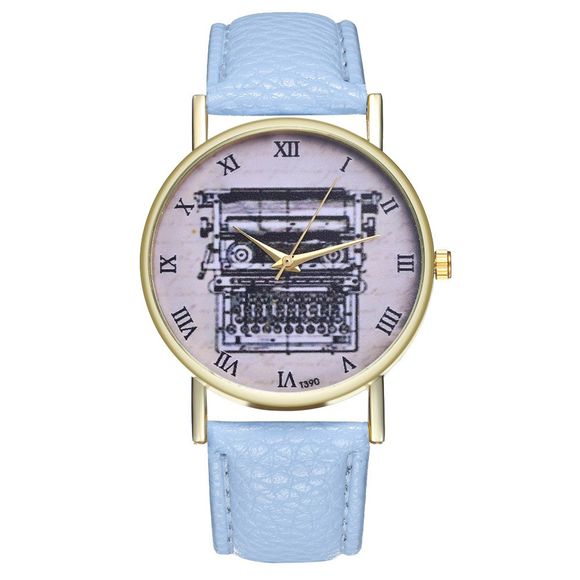 ZhouLianFa T390 Mode Mécanique Litchi Quartz Montre - Bleu clair 