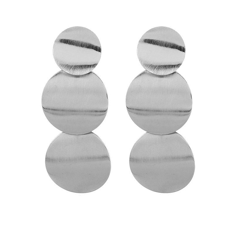 

Popular Color Preserving Brushed Electroplating Goddess Circular Iron Earrings, Silver