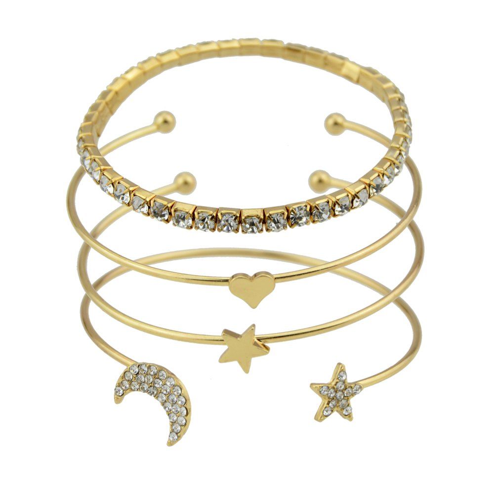

4 pcs Fashion Female Cuff Bracelet, Golden brown