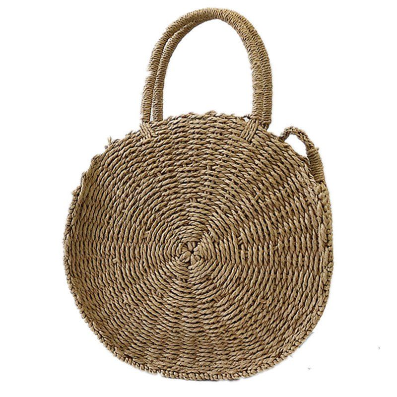 Straw Handbag Casual Beach Woven Shoulder Messenger Bag - LIGHT KHAKI 
