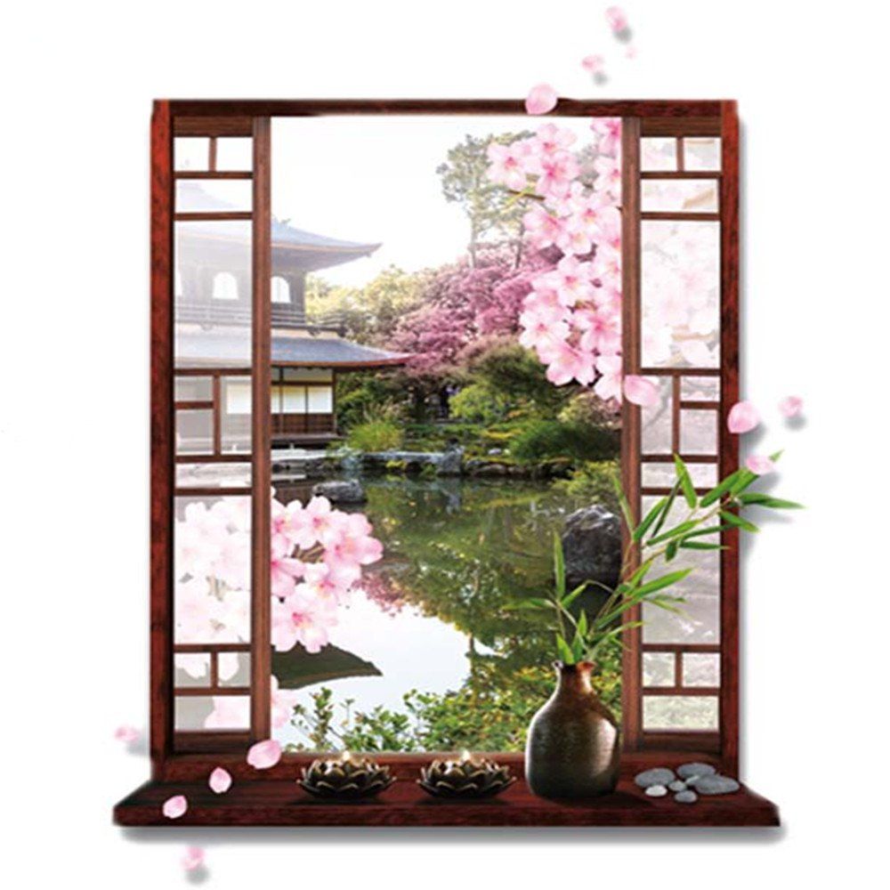 

3D Creative Decoration New Waterside Pavilion Wall Stickers, Multi