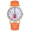 ZhouLianFa T385 Mode Insectes Motif Litchi Grain Quartz Montre - Orange 