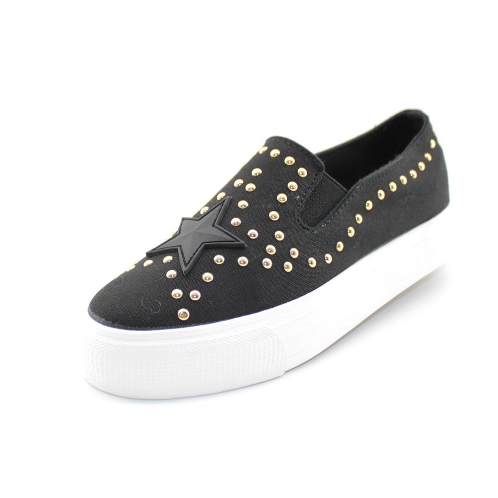

Round Head Nailing Pentagram Sequins Sneakers, Black