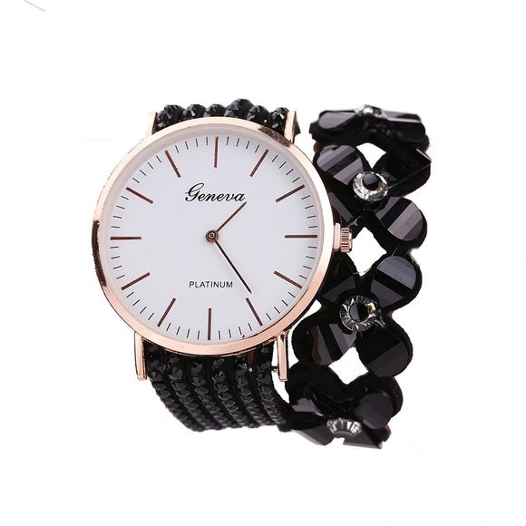 Genève XR2171 Femmes Wrap Autour des Cristaux Bracelet Montre au poignet - Noir 