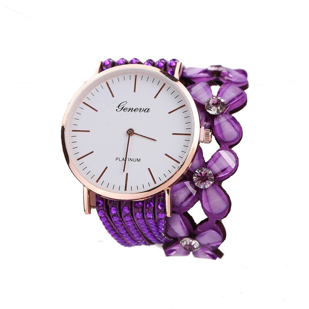 

Geneva XR2171 Women Wrap Around Crystals Bracelet Wrist Watch, Purple