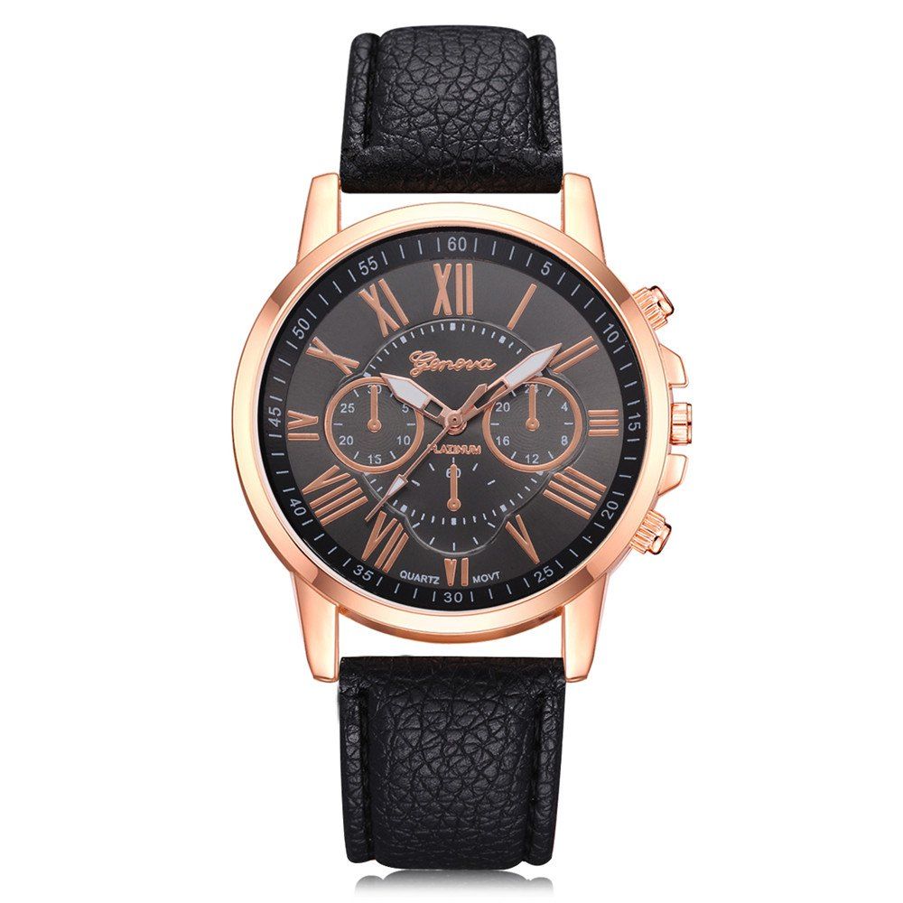 

Geneva XR740 Women Simple Analog Quartz PU Leather Wrist Watch, Black
