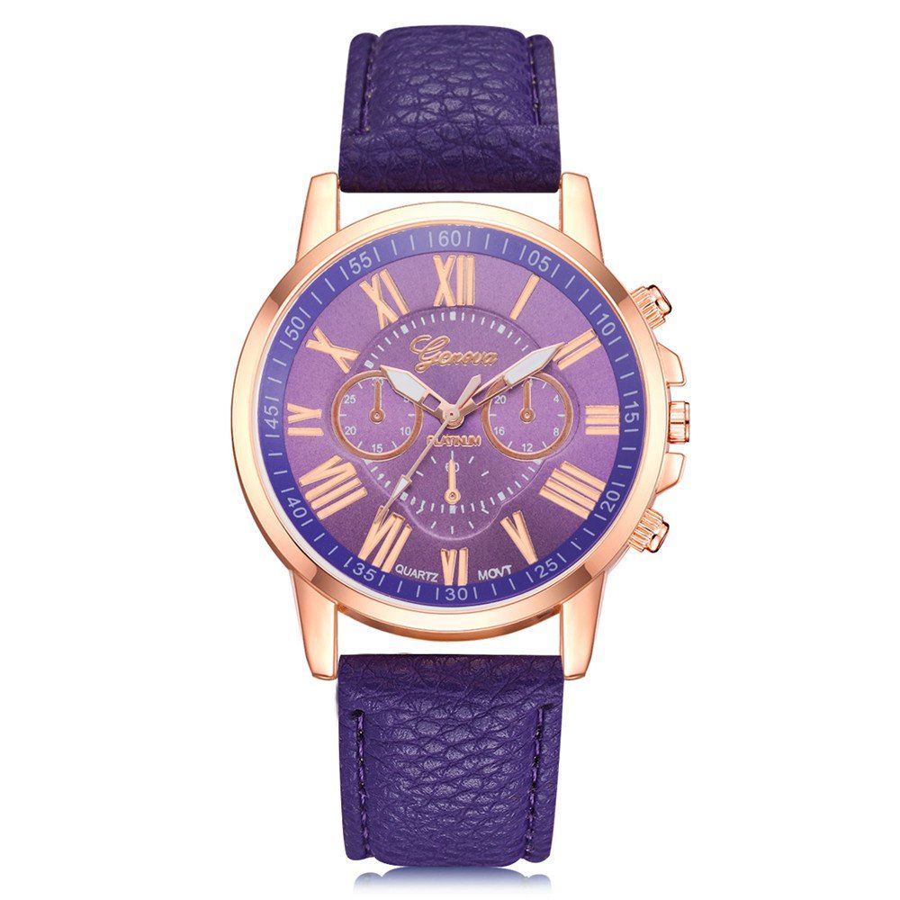 

Geneva XR740 Women Simple Analog Quartz PU Leather Wrist Watch, Violet