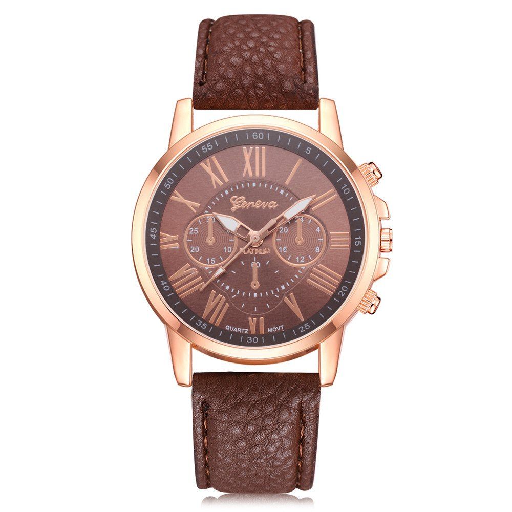 

Geneva XR740 Women Simple Analog Quartz PU Leather Wrist Watch, Brown