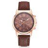 Geneva XR740 Montre à Quartz Analogique au Poignet en Cuir PU Simple pour Femme - Brun 